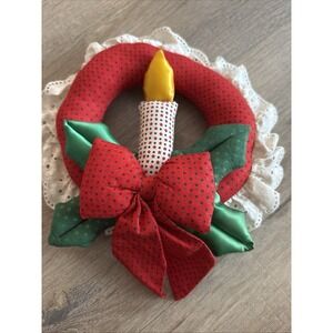 Vintage 9" Handcrafted Christmas Wreath Candle Ornament Hanger Grannycore
